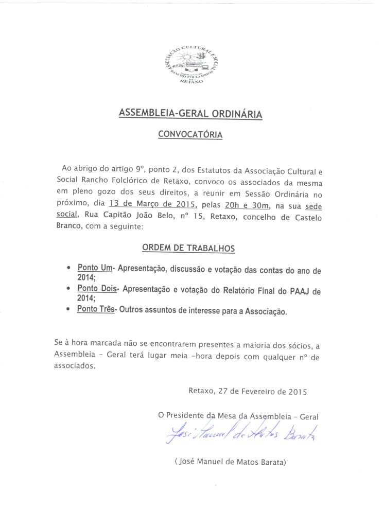 convocatória da a.geral